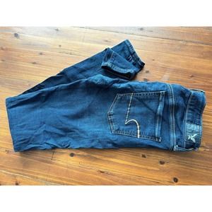 American Eagle Jeans Super Super Stretch Skinny Size 6 long /31 Dark Blue Wash